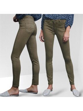 AG Adriano Goldschmiede The Abbey Ankle Pants Mid Rise Skinny Stretch Green, 30